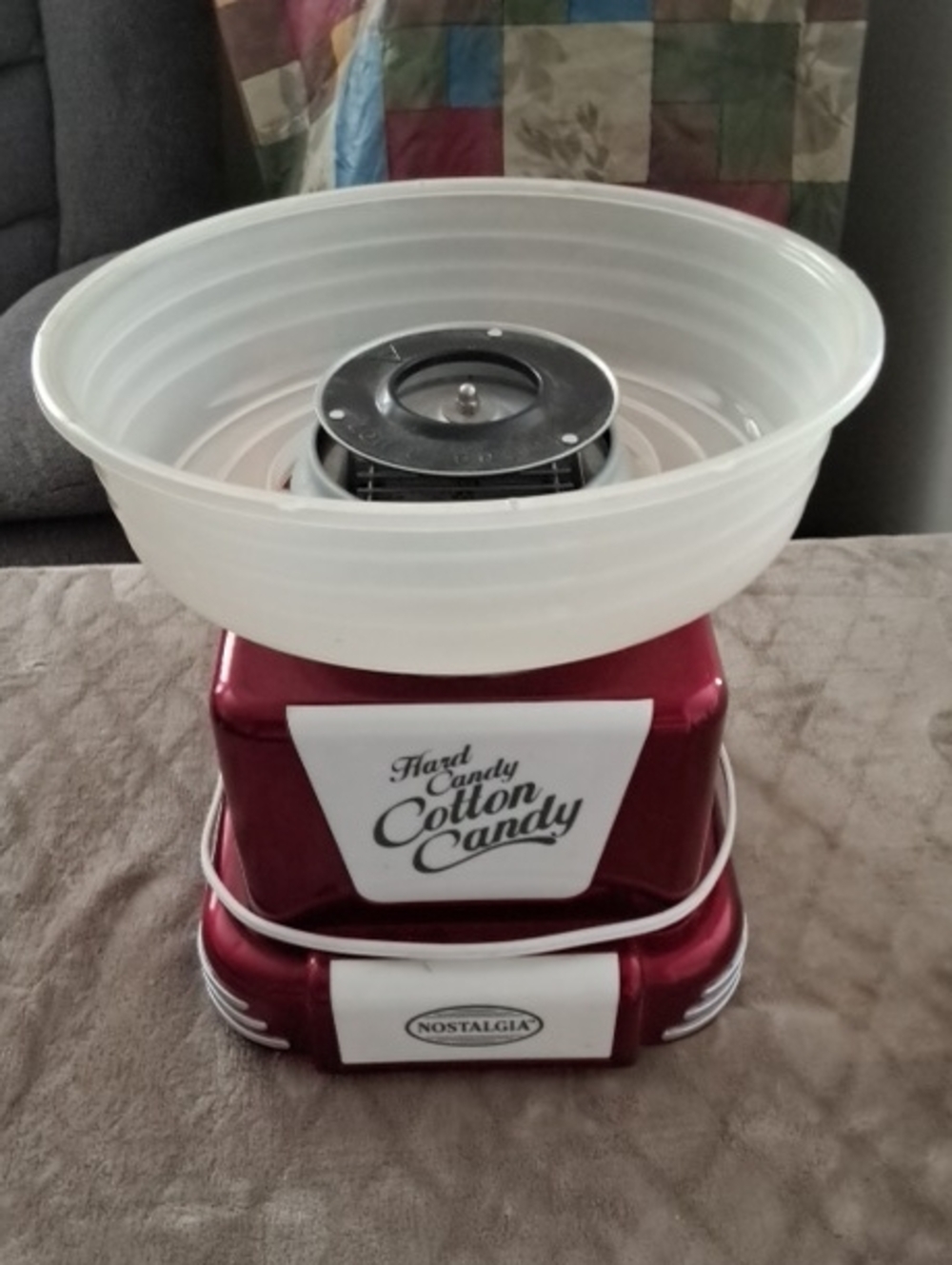 Nostalgia Burgundy and White Cotton Candy Maker